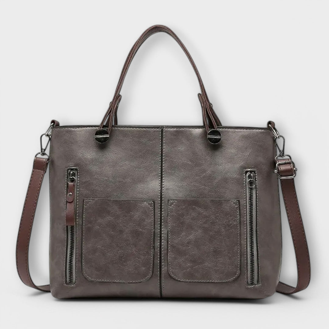 Zeitlose schwarze Damen Lederhandtasche, funktional und chique. Ideal für Büro & Freizeit.