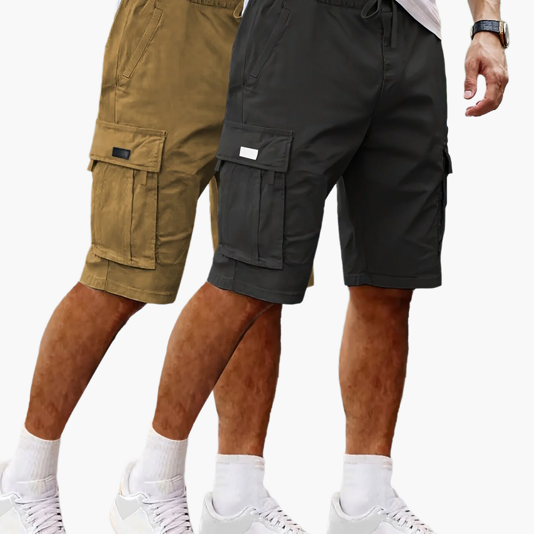 Bequeme Herren Shorts für Freizeit & Sport, im lässigen Cargo-Stil, 2er-Pack für den Sommer.