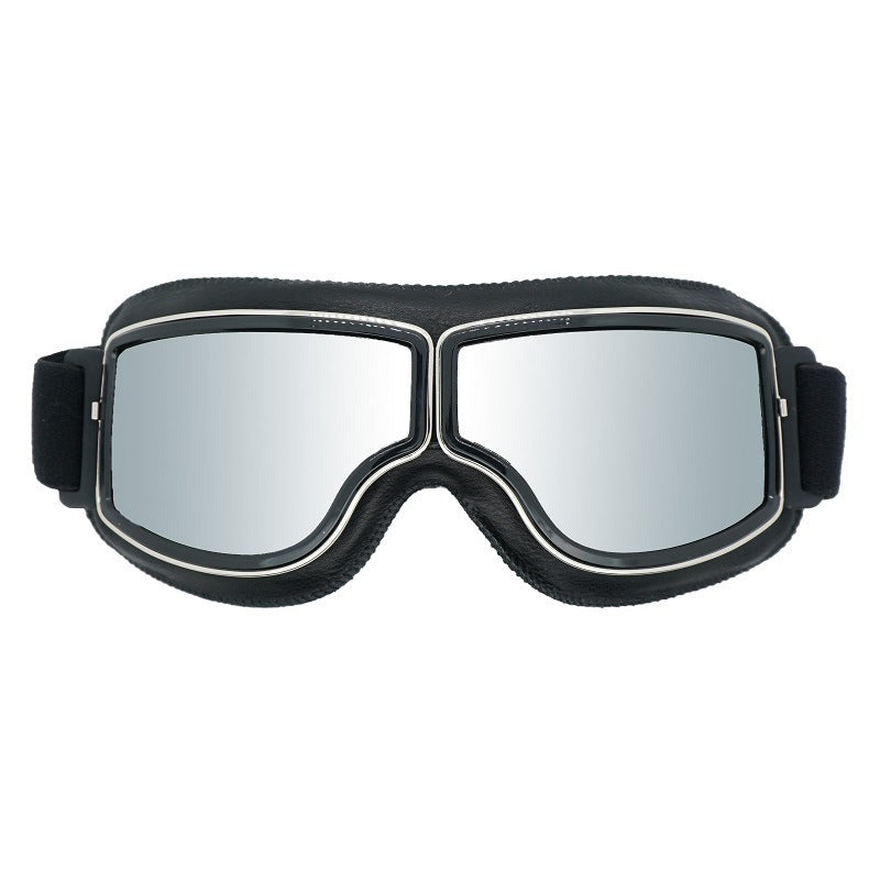 Hochwertige Herren Pilotenbrille, Leder, UV-Schutz, perfekt für Motorradfahrer.