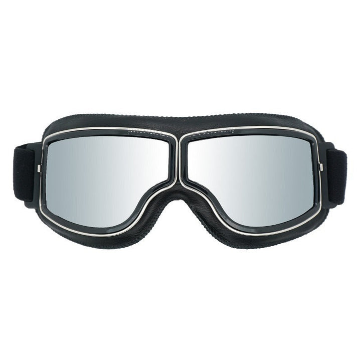 Hochwertige Herren Pilotenbrille, Leder, UV-Schutz, perfekt für Motorradfahrer.