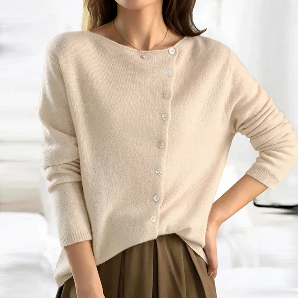Weiche Damen Strickjacke mit Langarm für Komfort und Wärme. Ideal als vielseitiger Layering-Cardigan für Herbst & Frühling.