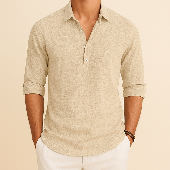 Herren Langarmshirt Henley, perfekt für Business Casual, Freizeit oder als stilvolles Basic unter einem Sakko.