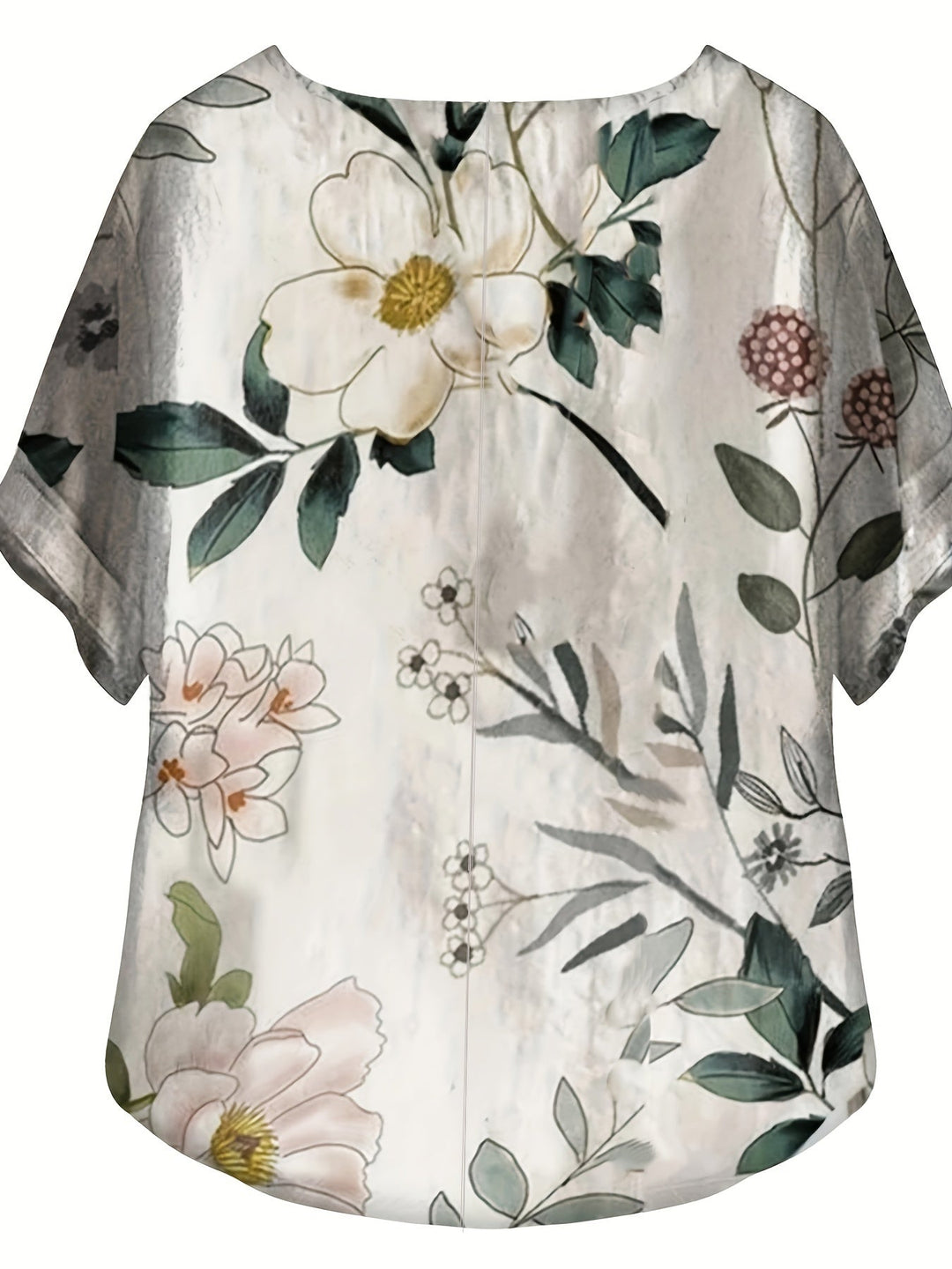 Damenbluse im Vintage-Look, sommerlich, mit attraktivem Blumenmuster und feiner Knopfleiste.