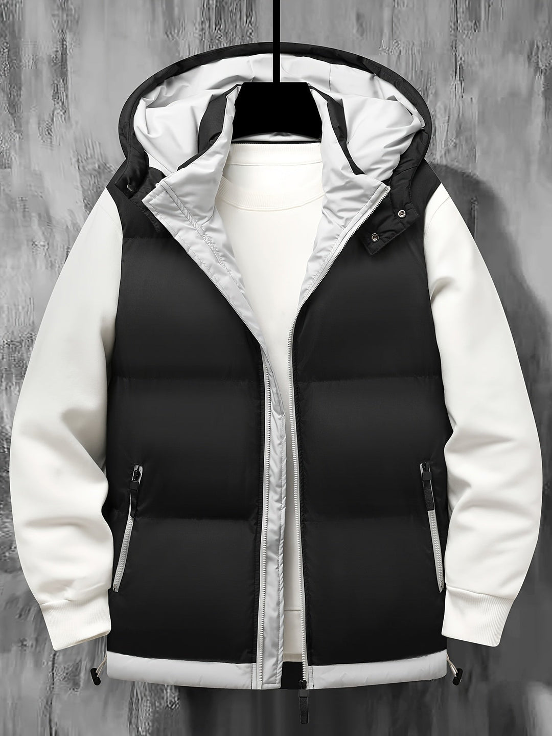 Unisex Kapuzenweste für Herren, ärmellos und gesteppt, ideal für Outdoor-Freizeit.
