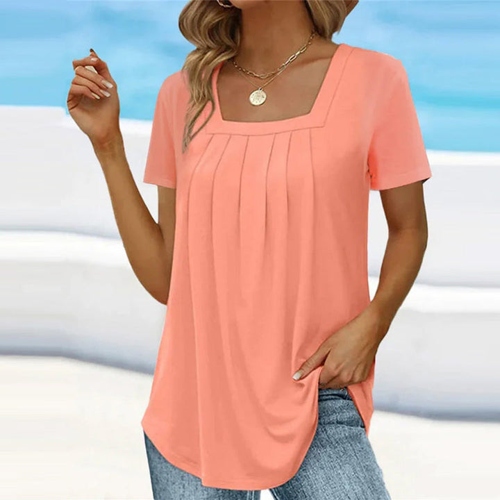 Modische Damen Bluse mit Karree-Ausschnitt, ideal für festliche Anlässe, Business oder elegante Abend-Looks.
