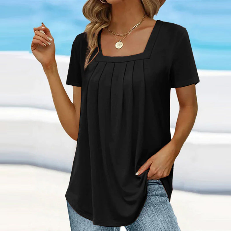 Stilvolle Damen Langarmbluse mit modernem Karree-Ausschnitt. Ein elegantes und vielseitiges Fashion Statement.