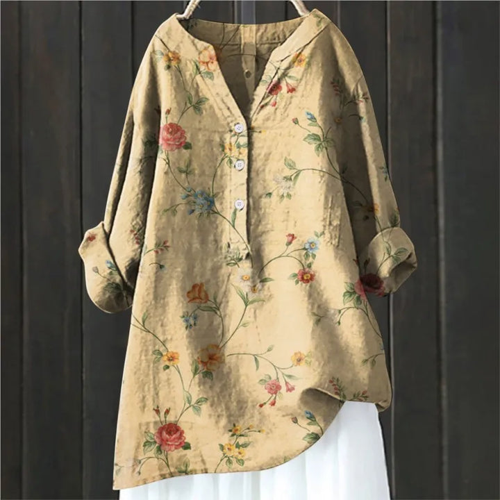 Schicke Damenbluse Sophie mit elegantem Blütenprint, vielseitiges Oberteil für jeden Anlass.