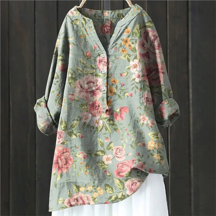 Luftige Sophie Blütenbluse für Damen. Perfekte Frühling- & Sommerbluse mit Blumenmuster für Eleganz.