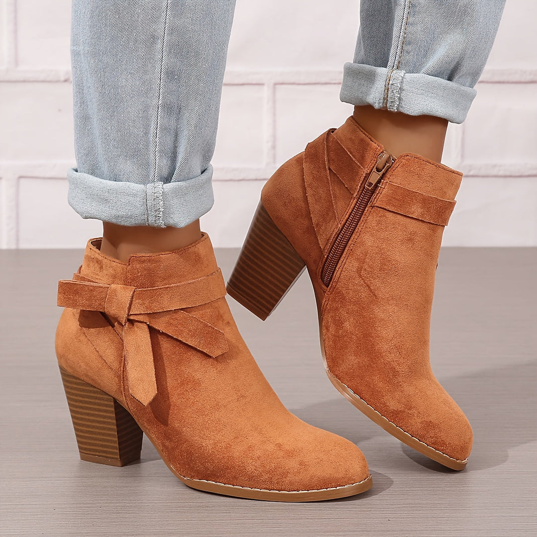 Herbst-Winter Damenstiefeletten, Schwarz, mit bequemem Blockabsatz, modisch & warm.