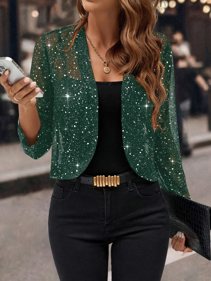 Modische Damen Pailletten Jacke mit elegantem Glanz für festliche Anlässe & glamouröse Party-Looks.