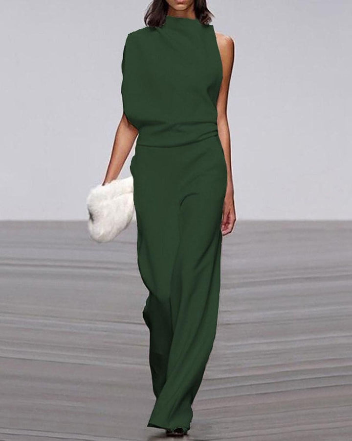 Stylisher One-Shoulder Damen-Jumpsuit mit weitem Bein, perfekt für Party, Abendmode und festliche Events.