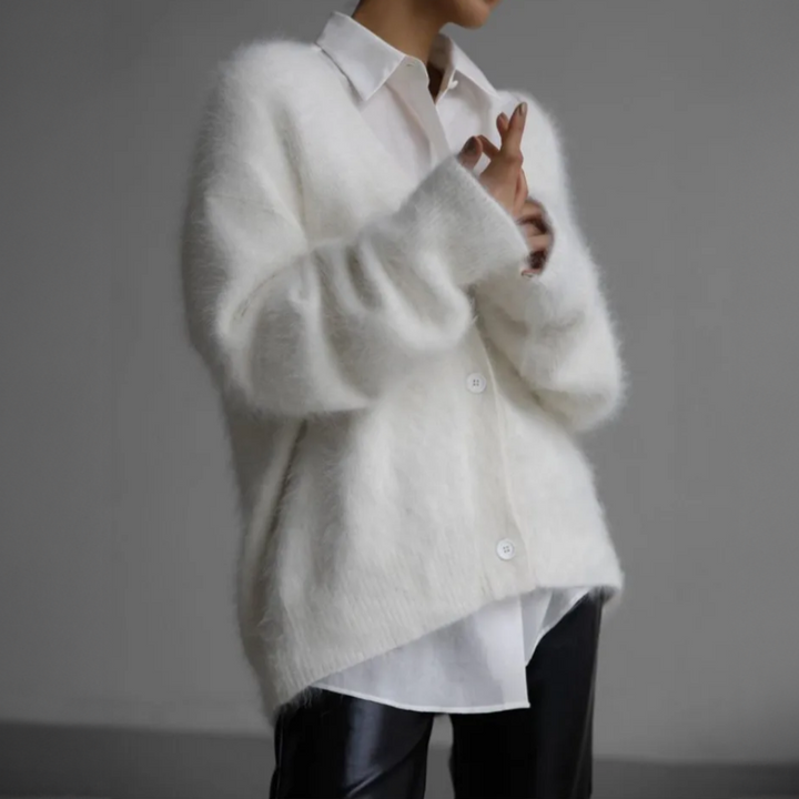 Weicher Damen Strickpullover, Oversized Cardigan als schicke Freizeitkleidung. Für einen eleganten Auftritt.