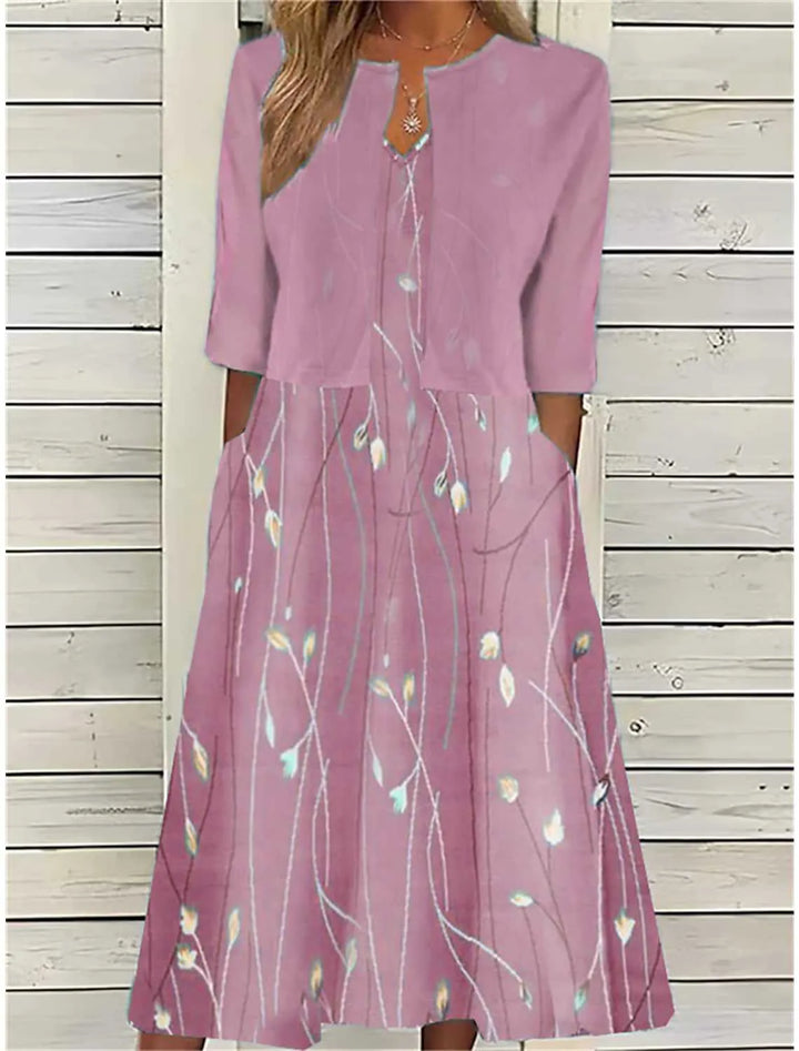 Romantisches Sommerkleid Damen, leichtes Blumen Midikleid für einen eleganten & bequemen Auftritt.