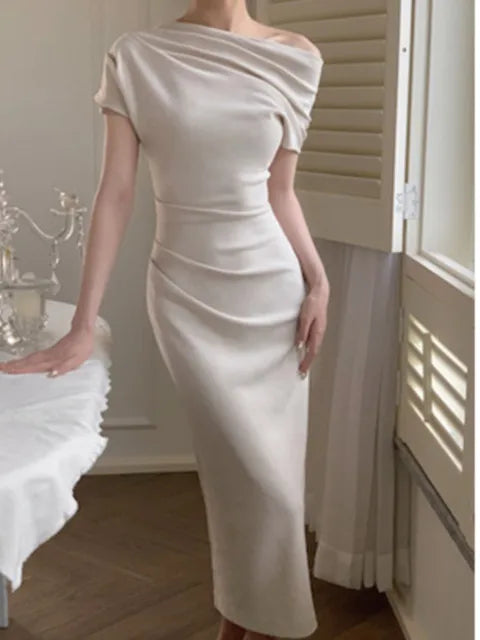 Damen elegantes Off-Shoulder Bodycon Maxikleid "Valentina", perfekt für Abend- & Partylooks.
