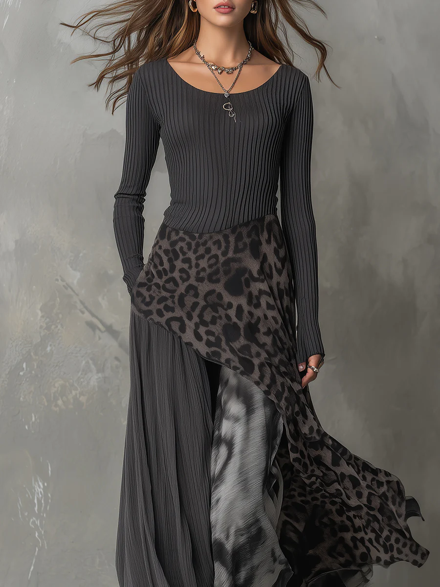 Damen Maxikleid im Boho-Stil, langärmelig und elegant. Ideal als Freizeitkleid oder für besondere Anlässe im Herbst.