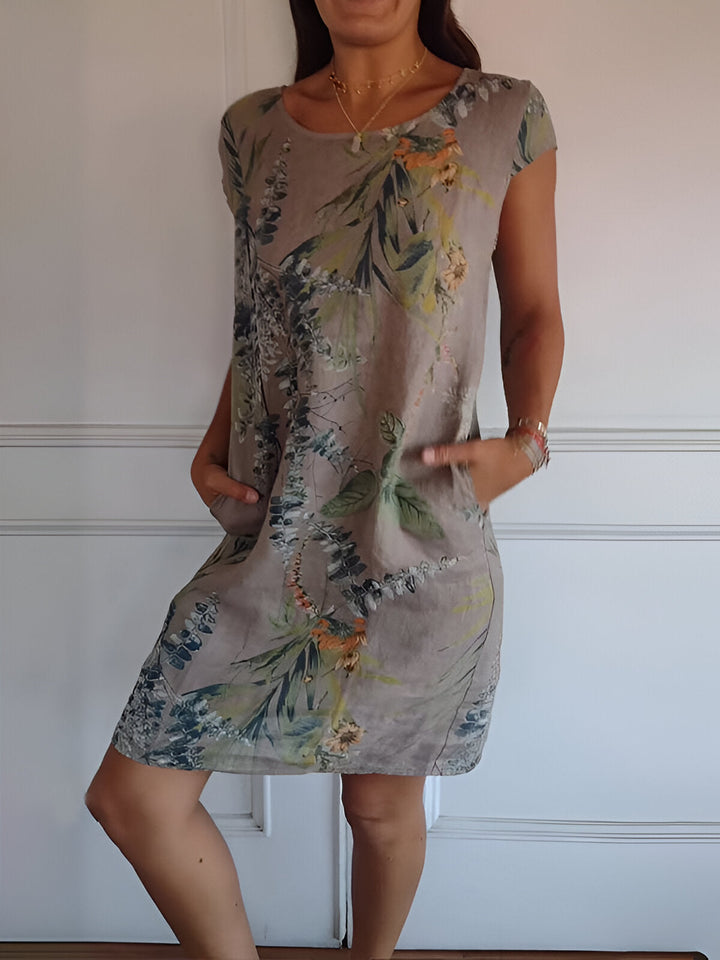 Hochwertiges Damen Midi-Kleid mit Rundhalsausschnitt und langen Ärmeln. Ideal für Herbstlooks und Komfort.