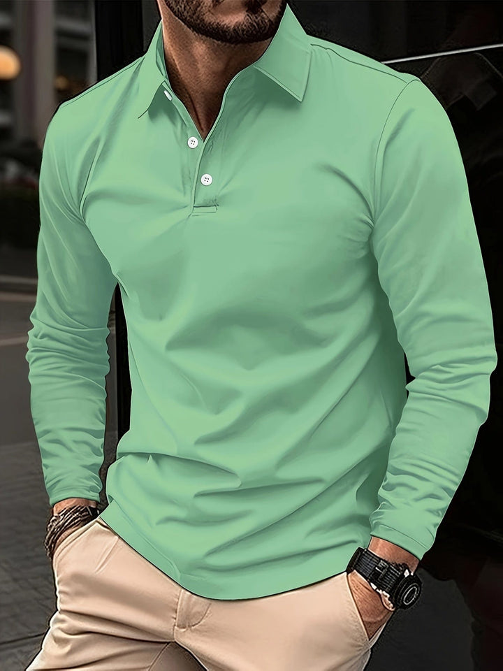 Elegantes & modernes Herren Langarm Polo Shirt, slim fit. Perfekt für Freizeit & Business. Hoher Tragekomfort.