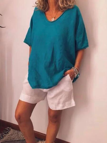 Damen Oversized T-Shirt "Elin" aus Leinen. Luftig-lässiger Kurzarm-Look für sommerlichen Komfort.