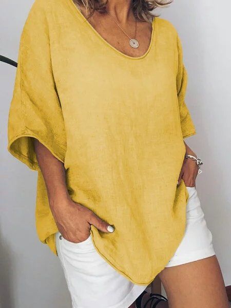 Luftiges Damen Oversized T-Shirt "Elin" aus Leinen. Ideal für warme Sommertage. Lässige Passform & Kurzarm.