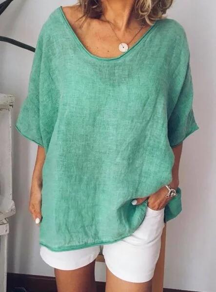Bequemes Damen Oversized T-Shirt aus Leinen. Ideal für Sommer & lässige Freizeit. Kurzarm-Shirt für Komfort.