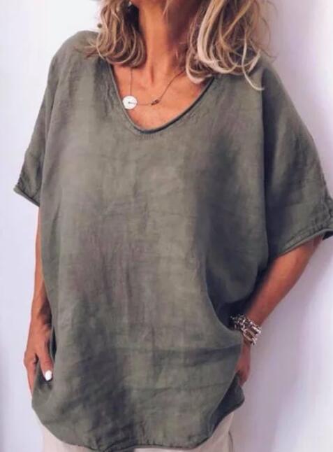 Atmungsaktives Damen Oversized Leinen T-Shirt für sommerliche Leichtigkeit. Perfektes Kurzarm-Shirt für Freizeit.