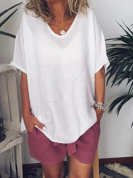 Stylisches Damen Leinen Oversized T-Shirt für entspannte Sommertage. Perfekt für den lässigen Freizeit-Look.
