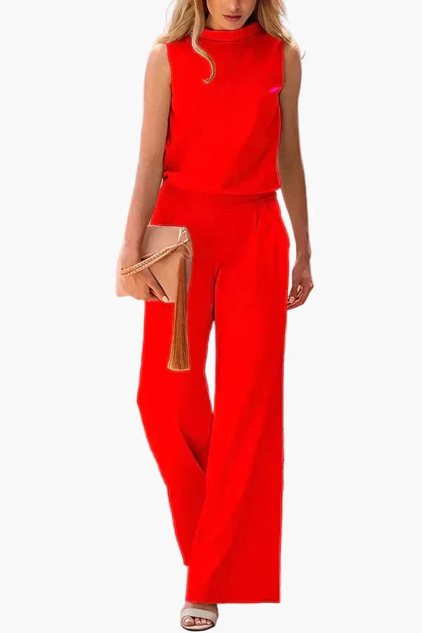 Schicker Damen Eleganter Jumpsuit ärmellos, weites Bein, perfekt für Sommerabende und Partys.