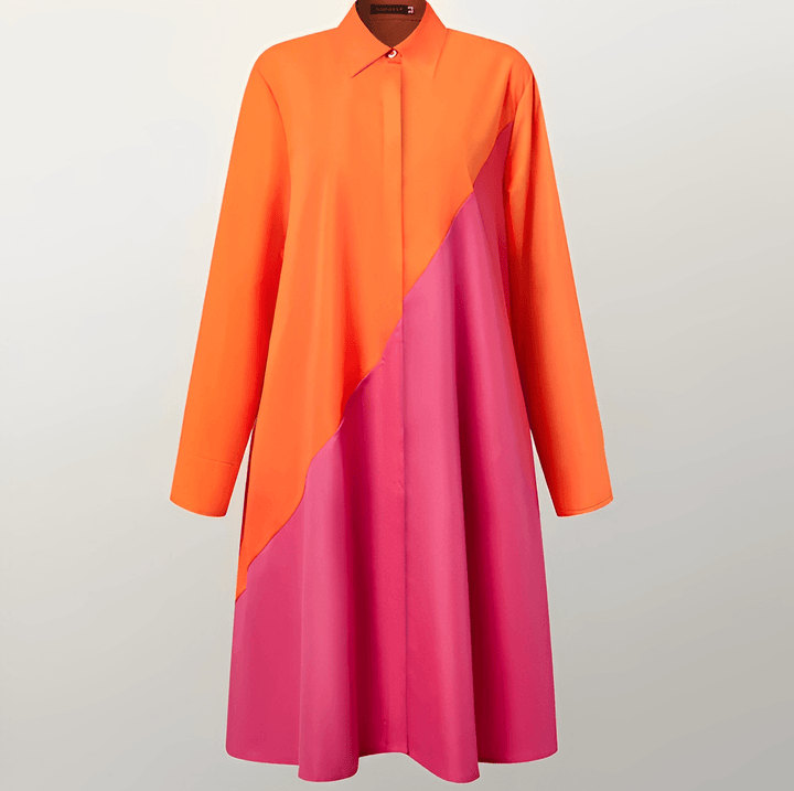 Elegantes Freizeitkleid für Damen, Langarm Shirtdress mit modischem Umschlagkragen. Vielseitig kombinierbar.