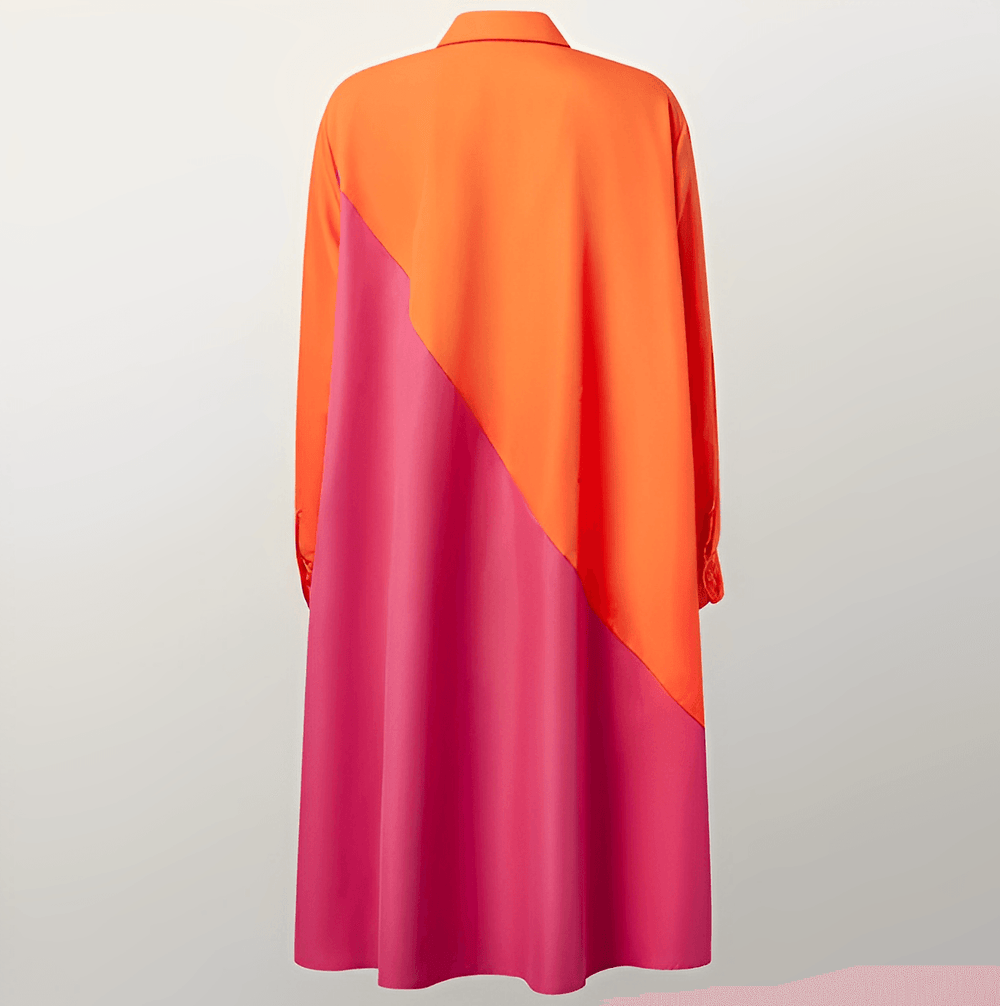 Modisches Damen Shirtdress mit Umschlagkragen, Langarm. Perfektes Übergangskleid für Freizeit und Büro.