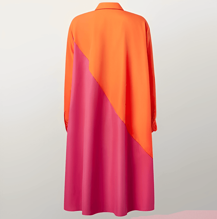 Modisches Damen Shirtdress mit Umschlagkragen, Langarm. Perfektes Übergangskleid für Freizeit und Büro.