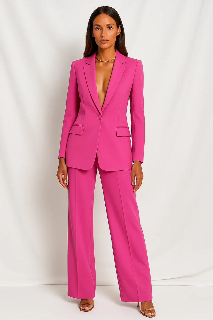 Damen Elegantes Hosenanzug Set mit tailliertem Blazer und passender Hose; moderner Zweiteiler.