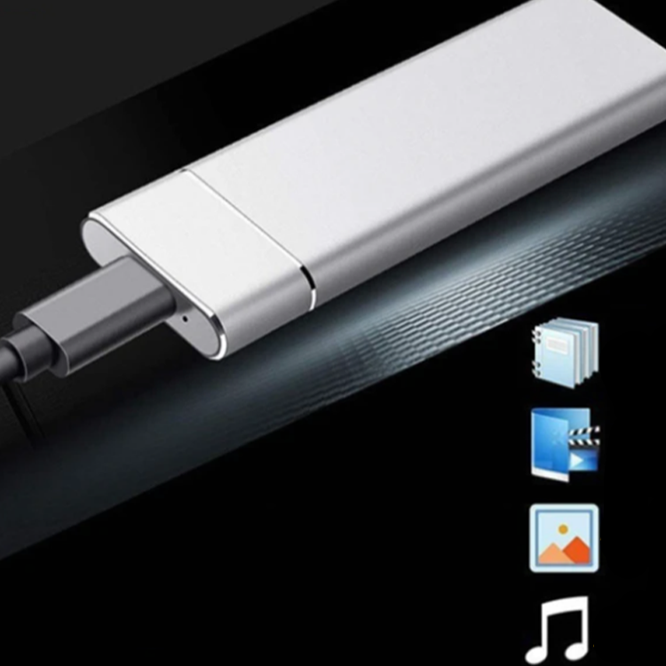Digitale externe Festplatte mit USB-C, ideal für schnelles Backup und sicheren Datenspeicher unterwegs.