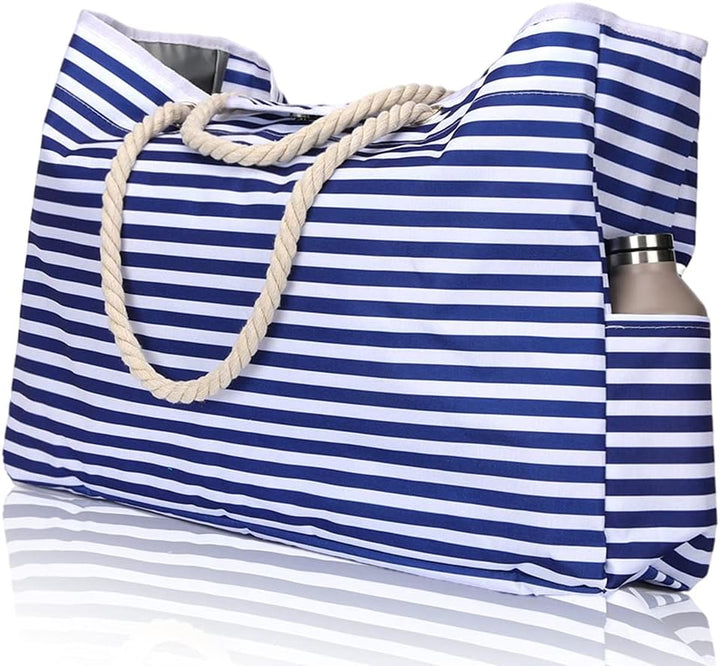 Geräumige, wasserdichte Damen-Strandtasche für alles Nötige beim Strandurlaub; inklusive praktischem Reiseetui.