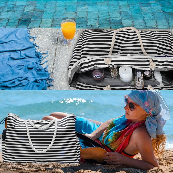Elegante Damen-Strandtasche CoastCarry, wasserdicht, extra groß & mit Reiseetui; perfekt für alle Frauen.