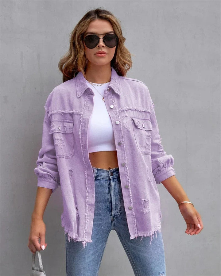 Lässige Damen Herbstjacke: Gefütterte Jeansjacke, stilvoll & warm. Ideal für den Übergang, vielseitig kombinierbar.