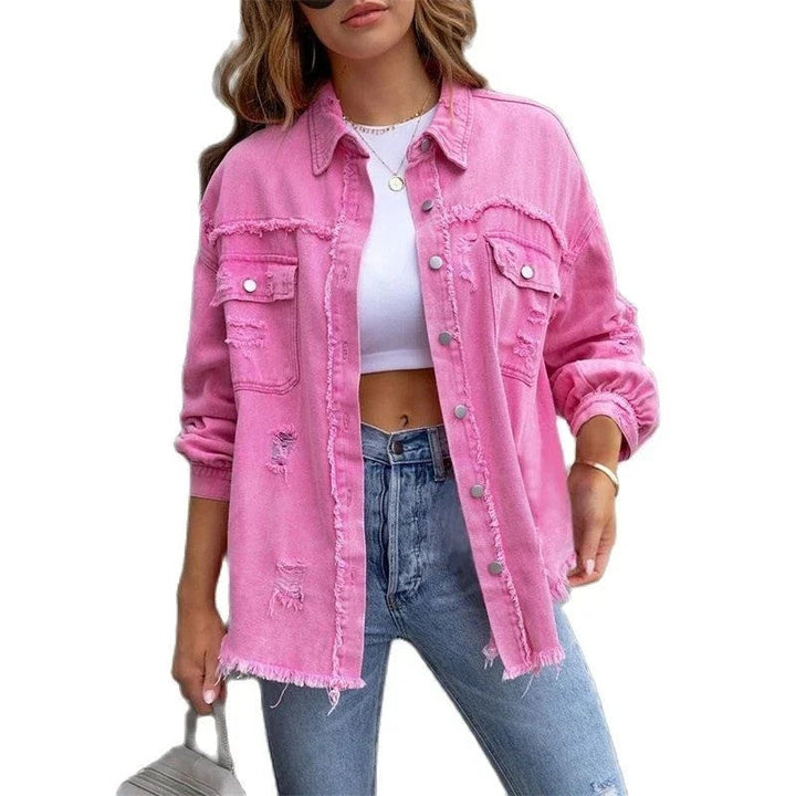 Damen Jeansjacke mit weichem Futter, modisch & bequem. Perfekt für Herbsttage & Streetwear. Warme Übergangsjacke.
