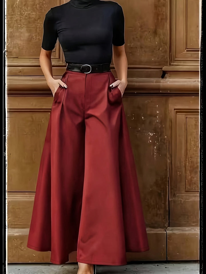 Trendy Damen Palazzo-Hose, High-Waist, weitbeinig, perfekt für einen eleganten Casualchic-Look.