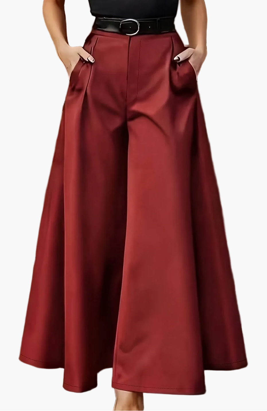Schicke High-Waist Damenhose im Palazzo-Stil, weitbeinig, ideal für Business- und Abendoutfits.