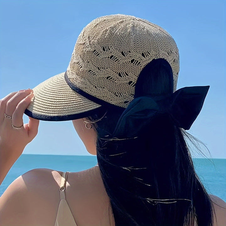 Stilvoller Damen Sommerhut geflochten, Modell Norah, mit Zierschleife; elegant für jede Frau.