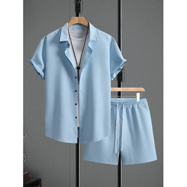 Herren Freizeit-Set, kurze Hose & Oberteil, sportlich, bequem, Rautenmuster, Frühling.