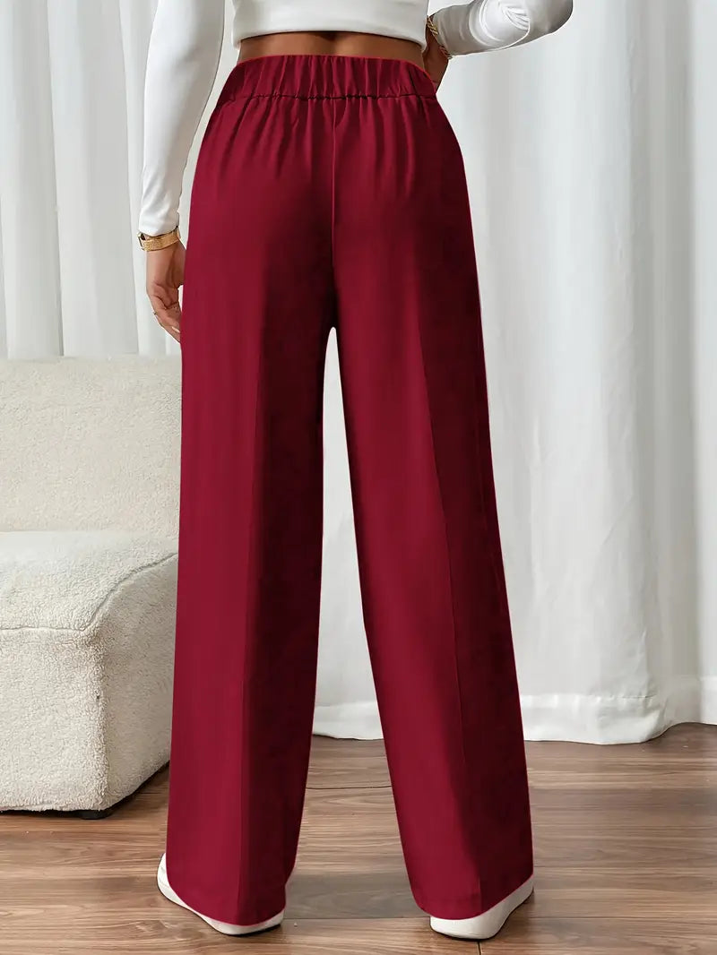Bequeme & elegante Damenhose, weites Bein, elastischer Bund. Für Business und Freizeit gleichermaßen.