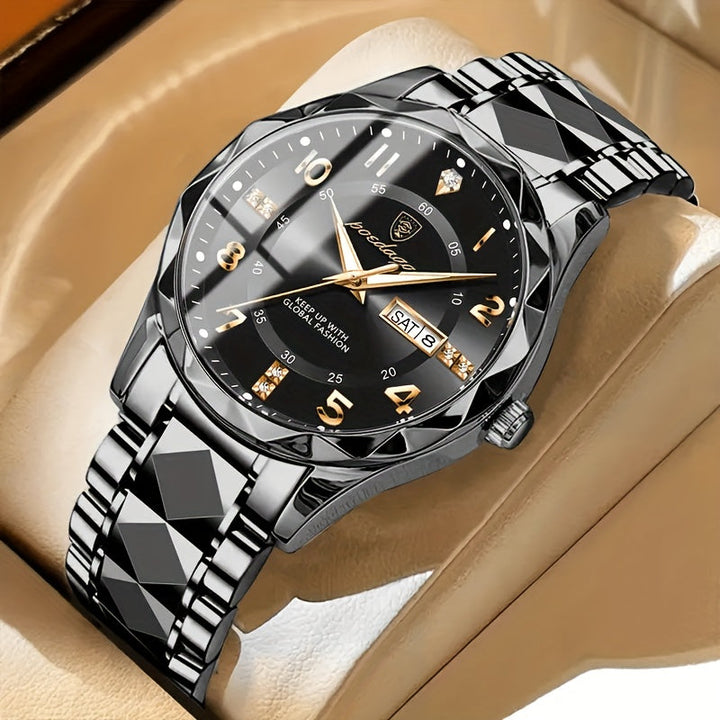 Detailansicht der robusten Herren Multifunktions Sportuhr mit digitaler Anzeige und Chronograph.