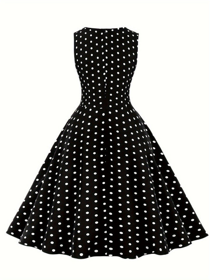 Sommerliches Damenkleid: Vintage Rockabilly A-Linie mit Polka Dot Muster.
