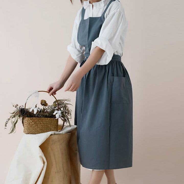 Bequeme Baumwoll-Kochschürze, unisex, mit verstellbarem Nackenband & geräumigen Taschen.