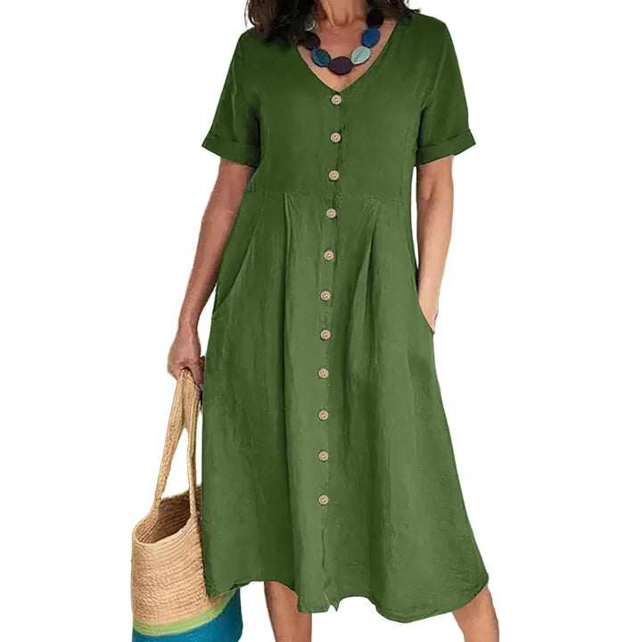Damen-Sommerkleid mit weiter Silhouette, atmungsaktiv und leicht, optimal für Urlaub.