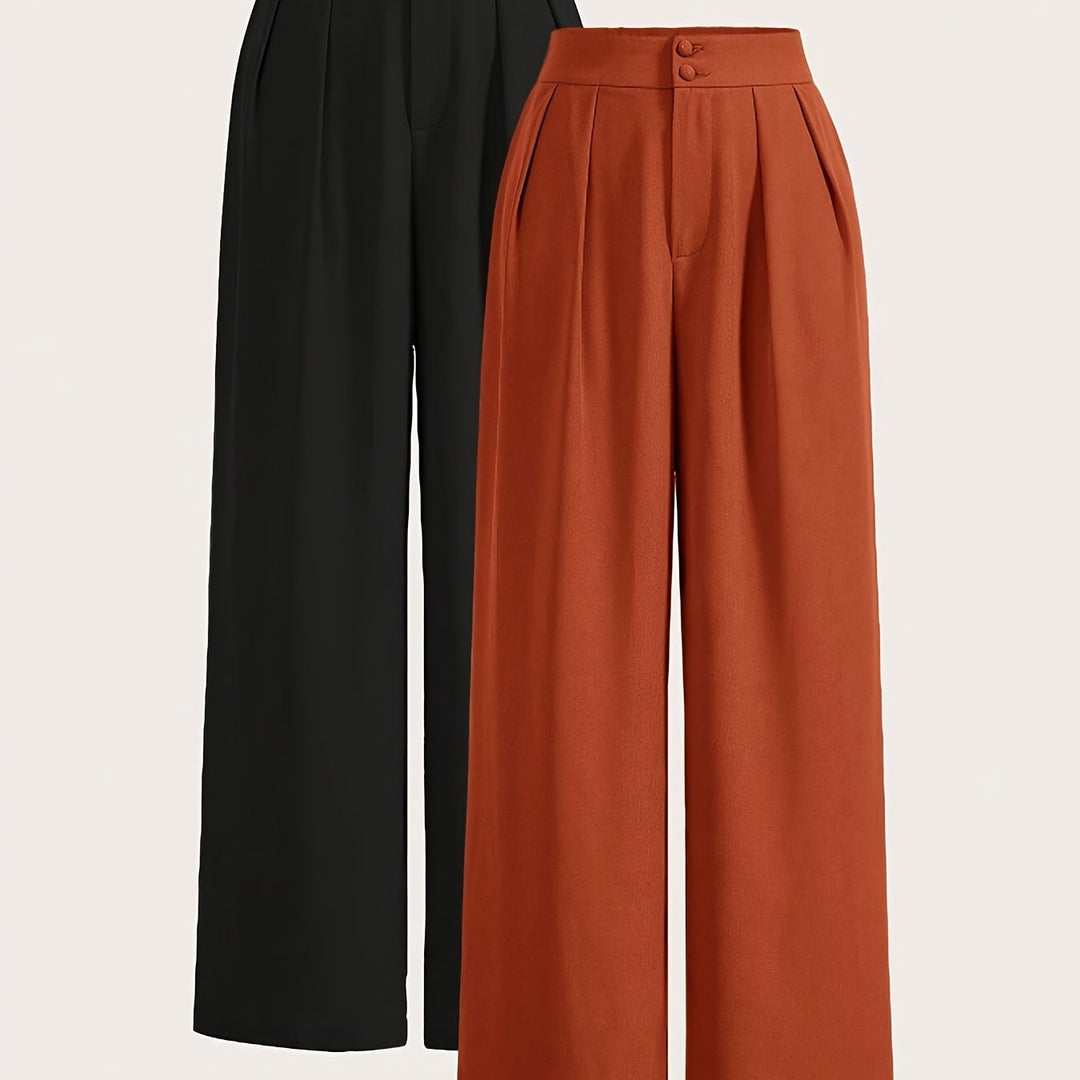 Hoch taillierte Business Damenhose mit weitem Bein. Elegante Anzughose für Damen, perfekt fürs Büro.