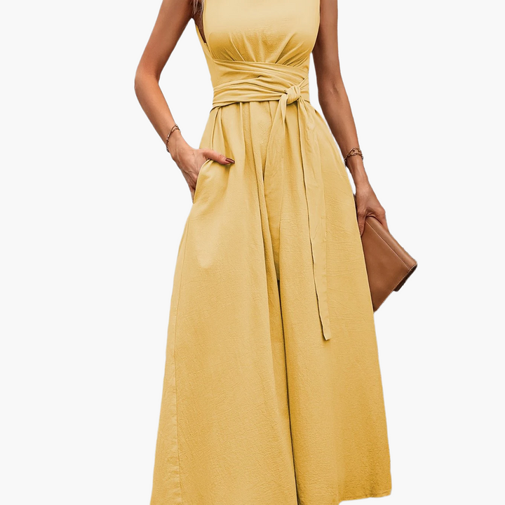 Damen Sommer Jumpsuit ärmellos, mit weitem Bein für maximalen Komfort und Eleganz.