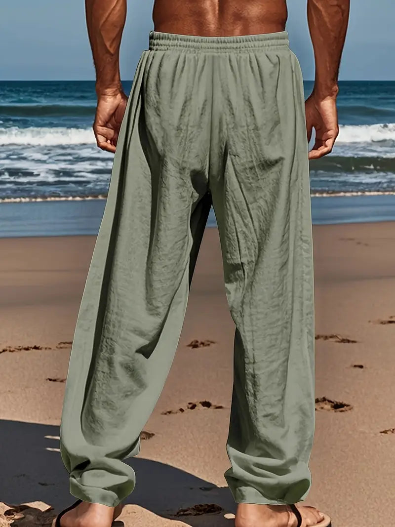 Marineblaue stylische Herren Freizeithose. Lockerer Schnitt, bequem für Sommer, Strand & Reise.