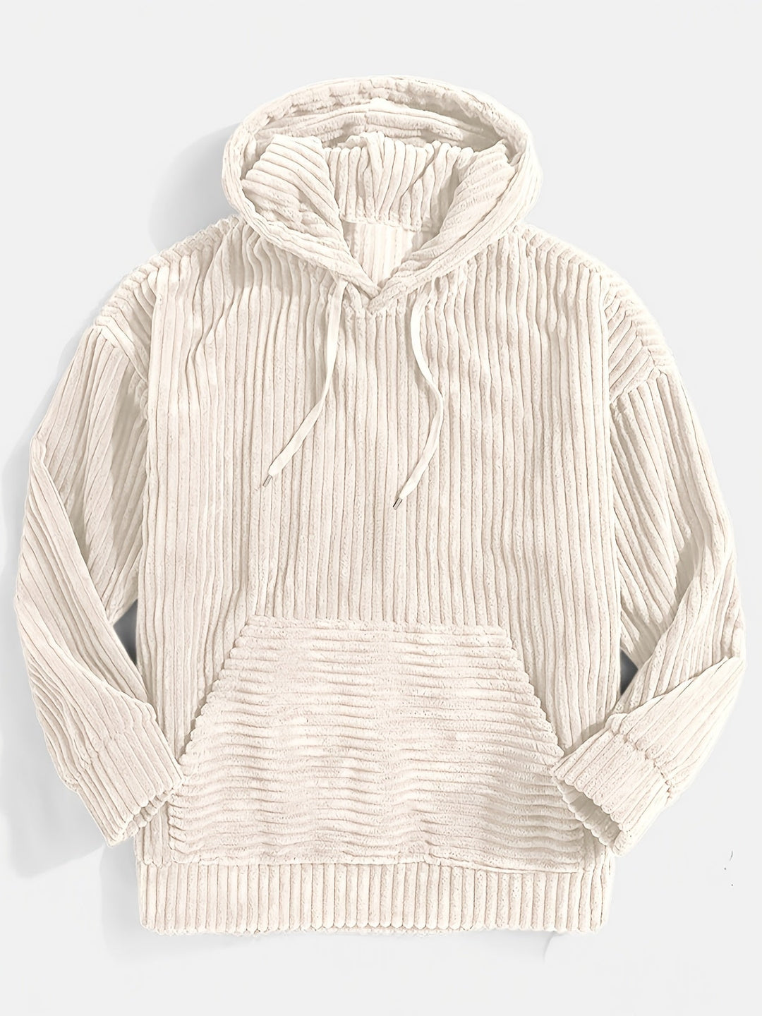 Unisex Rippstrick Kapuzenpullover mit bequemer Passform und Kängurutasche, ideal für Freizeitmode.