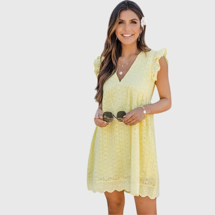 Vielseitiges Damen Mini-Kleid für den Sommer, ärmellos, V-Ausschnitt, im Relaxed Fit für jeden Anlass.
